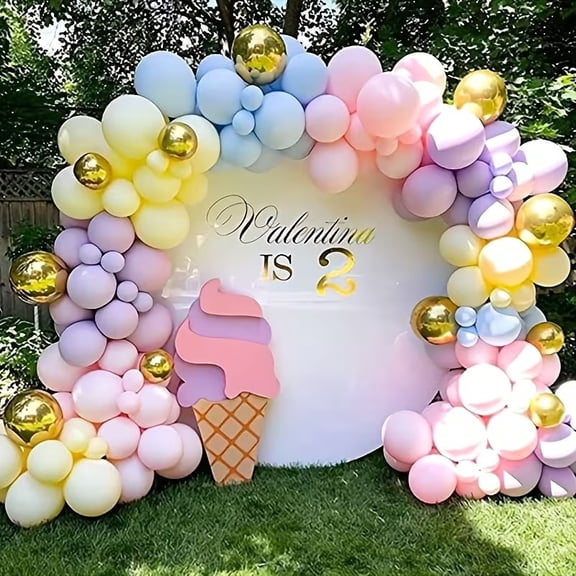 143pcs Pastel Balloon Garland Set - Rainbow Balloon Arch for Birthday Parties, Weddings, Unicorn-Themed Events, Macaron Celebrations