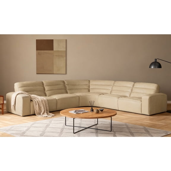 144.5" Full Leather Reclining Sectional, 3 Power Recliners, Adjustable Headrest & Backrest,Spacious & Deep Seating