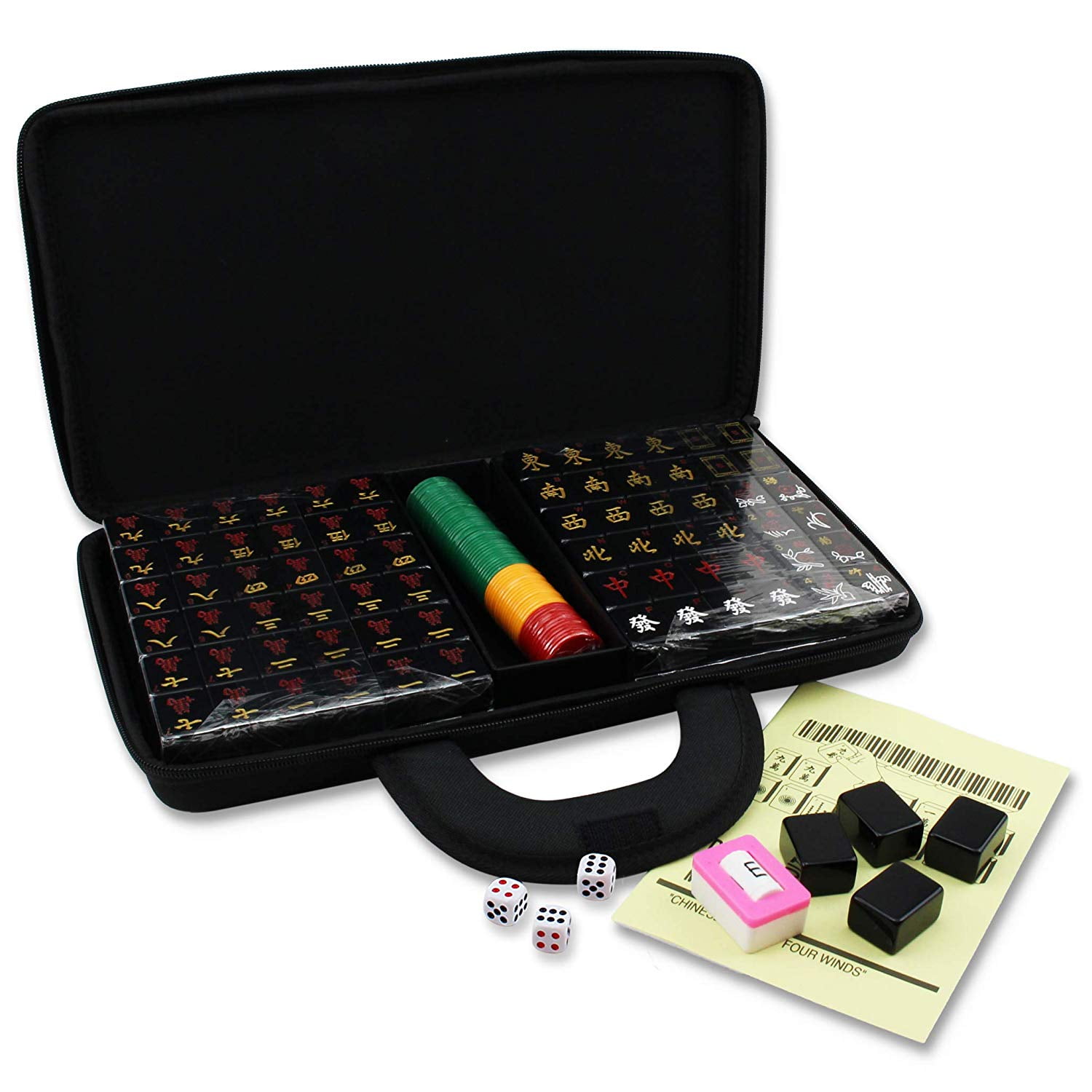 Black Faux Leather Mahjong Game Set