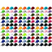 144 Caps Case Pack Unisex Baseball Plain Blank Hat Adjustable Size Wholesale Lot - Assorted