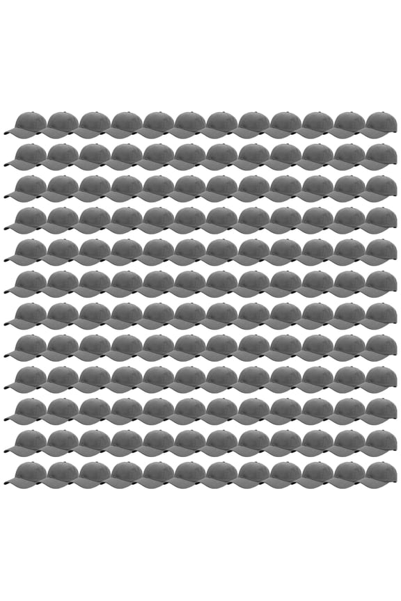 144 Caps Case Pack Unisex Baseball Plain Blank Hat Adjustable Size Wholesale Lot - Dark Gray
