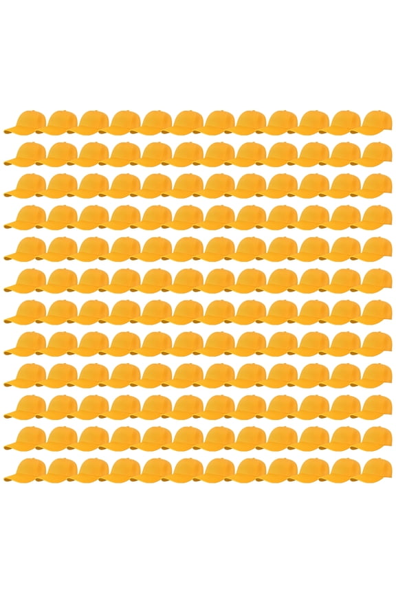 144 Caps Case Pack Unisex Baseball Plain Blank Hat Adjustable Size Wholesale Lot - Gold