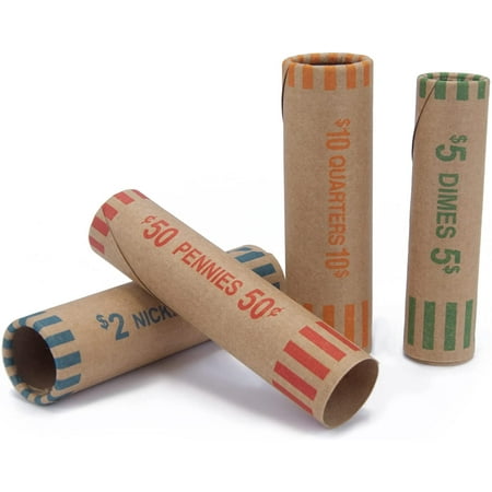144 Crimped end preformed cartridge Assorted Coin Wrappers Tubes for Nickels Quarters Dimes Pennies