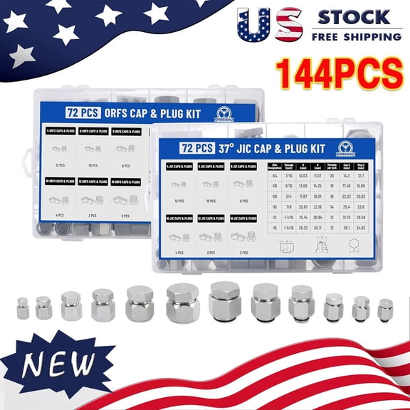144 JIC ORFS Cap and Plug Kit Master Industrial Hydraulic Hose Tube Pipe Fitting
