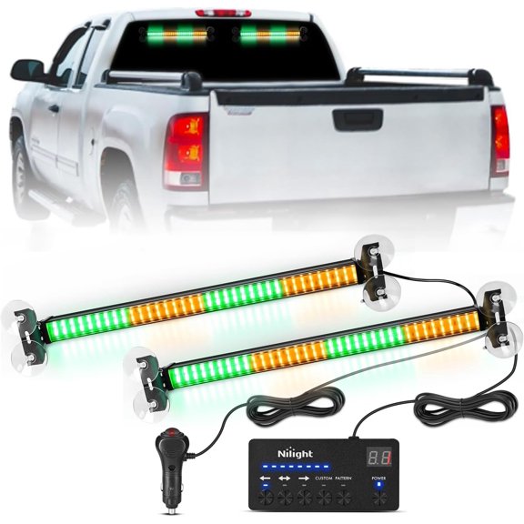 144 LED Strobe Traffic Advisor Light Bar Amber Green with Controller 2 in 1 Automotive High-Visibility Warning Flashing fleet Windshield Lights Bars for Cars Trucks Off-Road Utility Vehicles