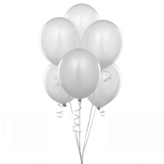 144 Latex Balloons 12" with Clips and Curling Ribbon - Silver