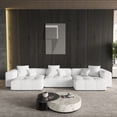 thumbnail image 1 of 144" Modular Sectional Sofa, Modern Linen Deep Seat Cloud Couches for Living Room, Apartment, Office, 3-Seat, White Couch, 1 of 17