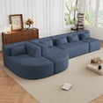 thumbnail image 1 of 144" Modular Upholstered Sofa, Free-Combined Sectional Couch with Two Curved Chaise Lounges, Five Back Pillows, Blue Boucle Fabric, Foam Seating, Modern L-Shaped Sofa for Living Room, 5 Seats, 1 of 9
