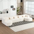 thumbnail image 1 of 144" Oversized Couch, Modular Sectional Sofa with 2 Chaise Lounge and 5 Pillows, Modern Curved Sofa Set, Free-combined Sofa Couch for Living Room, Beige, 1 of 9