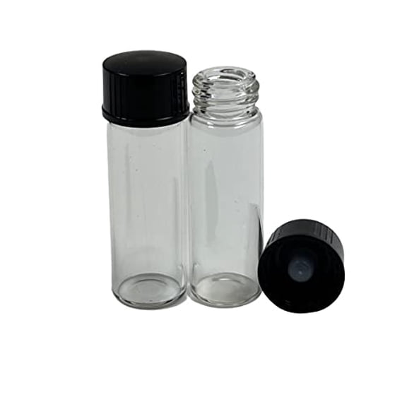 144 PCS, 15mm X 45mm [1 Dram, 4ml] Clear Glass Vials with Plastic Cone Liner Cap