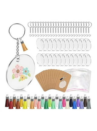 Bright Creations 20 Pieces Blank Clear Acrylic Keychains, Transparent Circle Dics 4 inch Diameter Round Keychains for DIY Craft Projects, Adult Unisex