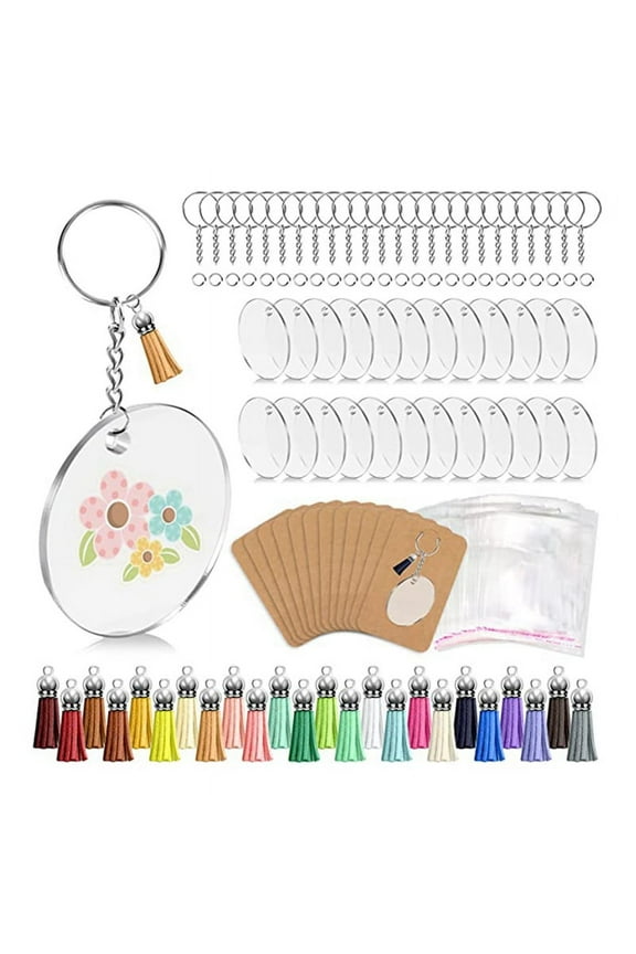 144 PCS Acrylic Keychain Blank Set,Key Chain for Vinyl Key Come with Acrylic Blank Bulk, for DIY Keychain Vinyl Crafting