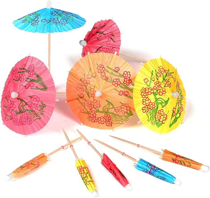 144 PCS Drink Umbrellas, 4 Inch Cocktail Umbrellas, Mini Paper