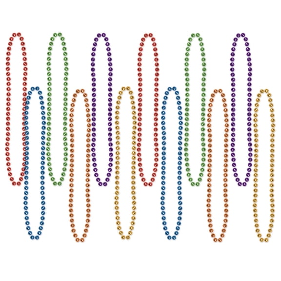 144 Pack Bulk 33 Inch - Party Bead Necklaces - Small Round Asst Colors