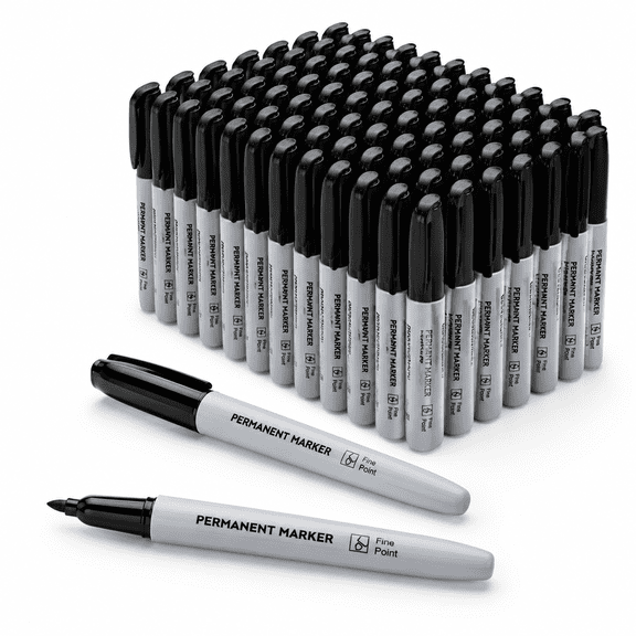 144 Pack Fine Point Permanent Black Marker Set, Waterproof Smear Proof Quick Drying Office Supplies