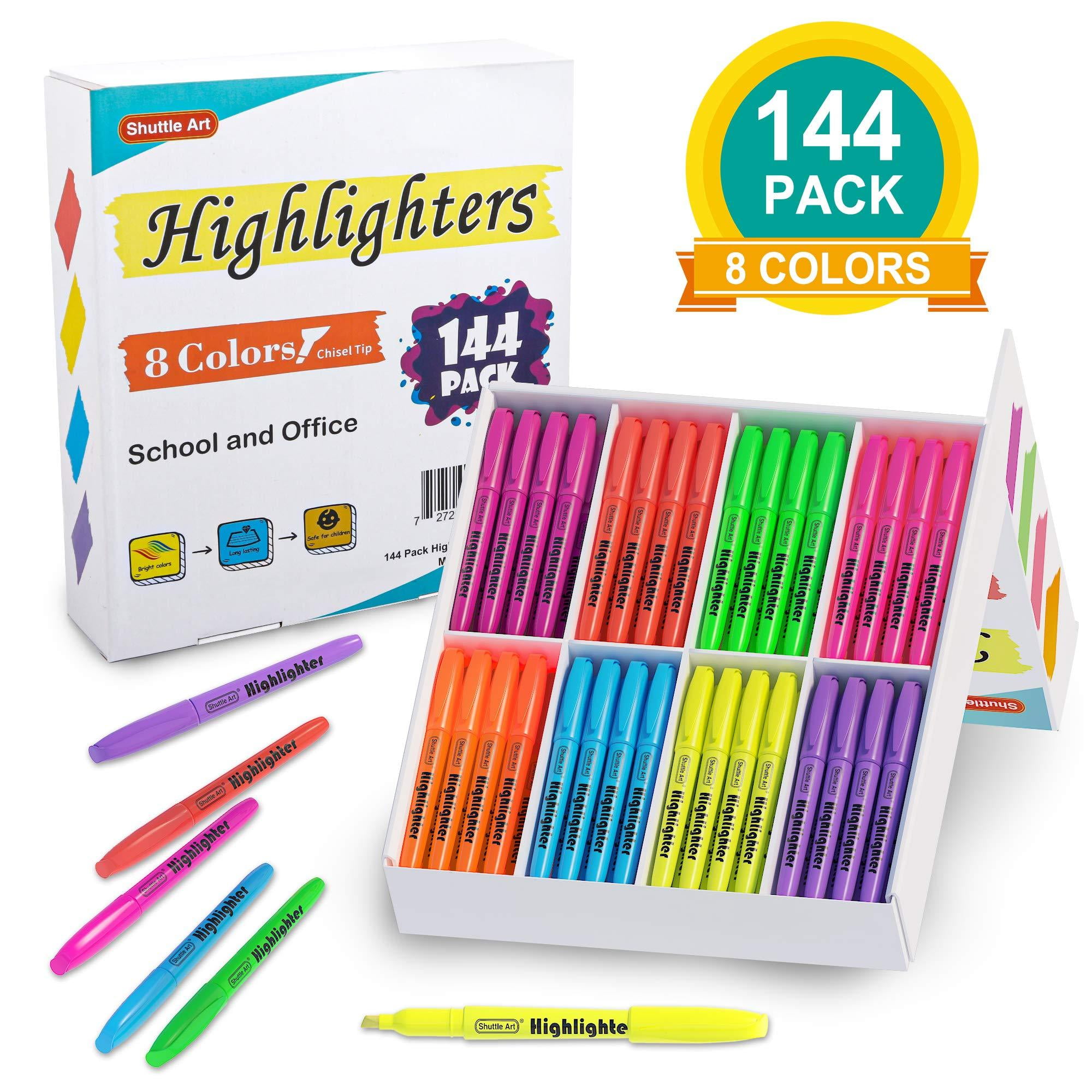 https://i5.walmartimages.com/seo/144-Pack-Highlighters-Shuttle-Art-Highlighters-Assorted-Colors-Set-8-Bright-Chisel-Tip-Highlighter-Markers-Bulk-Kid-Adult-Coloring-Highlighting-Schoo_b7786398-cc99-4938-8da5-baaac70827ca.6f96f165d9d569038f287d79ee0c7d43.jpeg