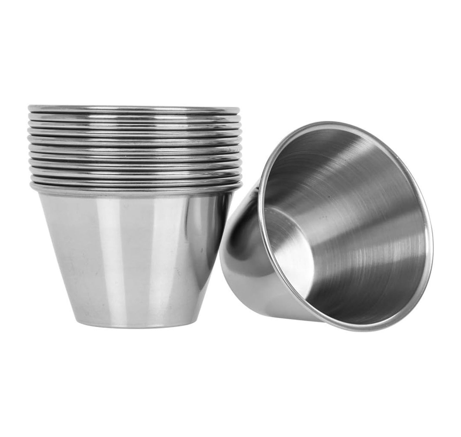(144 Pack) Stainless Steel Sauce Cups 4 oz, Grade Dipping Sauce Cups