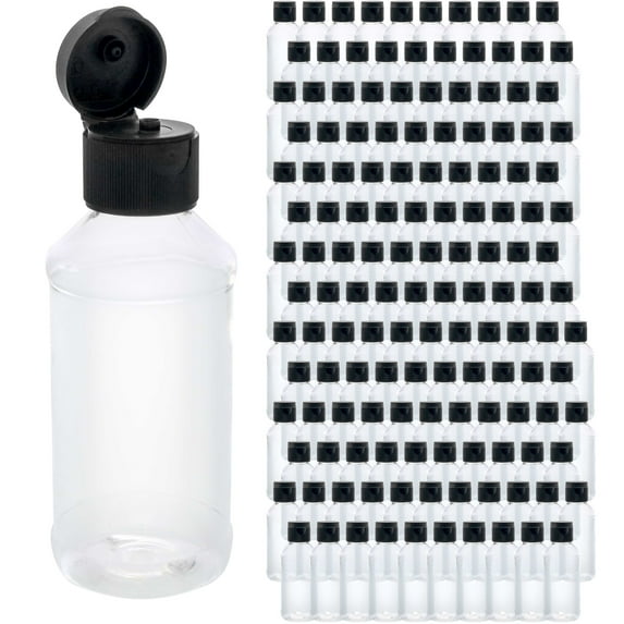 144 Pack U.S. Art Supply 4 ounce Squeeze PET Plastic Bottles with Flip Cap - BPA-free, food safe, medical grade plastic