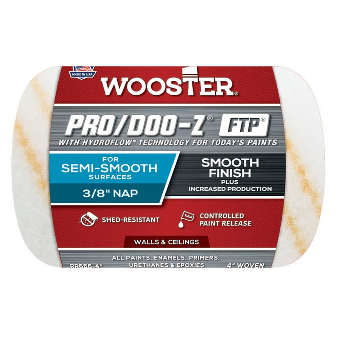 12 Pack of 4″ x 3/8″ Nap Wooster RR666-4 Pro/Doo-Z FTP