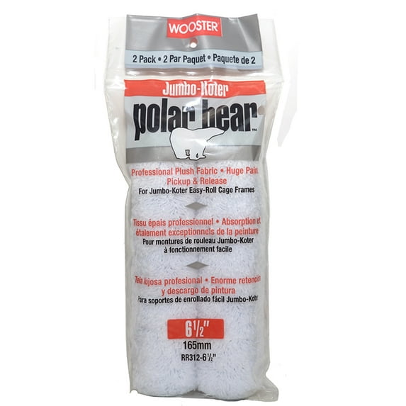 144-Pack of 6-1/2” Wooster RR312 Jumbo-Koter Polar Bear Mini-Roller Cover, 2-Pack
