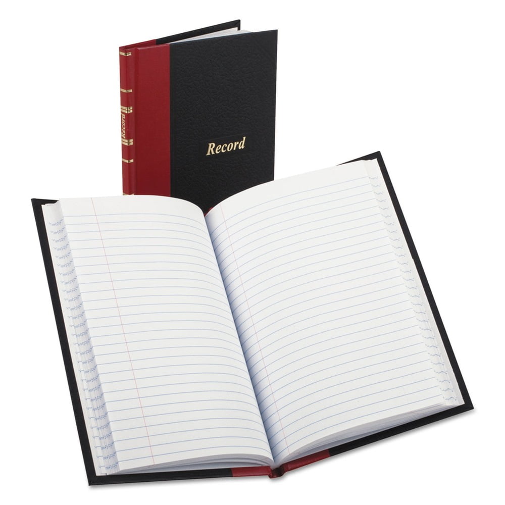 Boorum & Pease Esseltedaflex Record Account Book, Black and Red Cover, 144 Pages, 5 in X 7 in