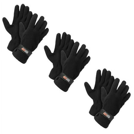 144 Pairs Men's Thermal Insulated Fleece Gloves w Strap WHOLESALE LOT (Black)