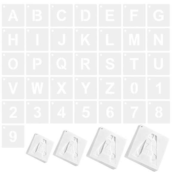 144 Pcs Letter Stencils and Number Stencils Set, Reusable Plastic Stencils for Painting, Including 1, 2, 3, 4 Inch, White PET Stencils for Walls, Fabrics