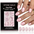 thumbnail image 1 of 24 Pcs Light Pink Short Almond Press on Nails Pink Petite Fake Nails Full Cover False Nails Pure Color Glossy Glue on Nails Reusable Stick on Nails Acrylic Nails for Women Girls 12 Sizes  24 Fl, 1 of 2