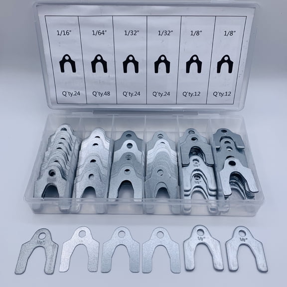 144 Pcs Steel Positioning Shims Kit With Storage Box For Body Panel Alignment, Tilt Positioning Gasket Set 1/64-1/8 Inch