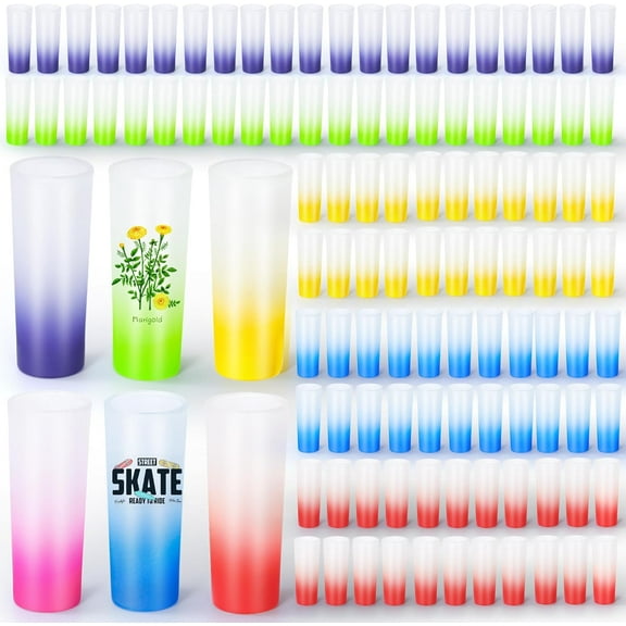 144 Pcs sublimation shot glasses, 3 oz Frosted Sublimation Mini Gradient Color Tumblers Shot Glass for Wedding Party Birthday, Frosted Multicolor
