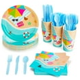144 Piece Beach Theme Party Supplies, Summer Dinnerware Set with Plates