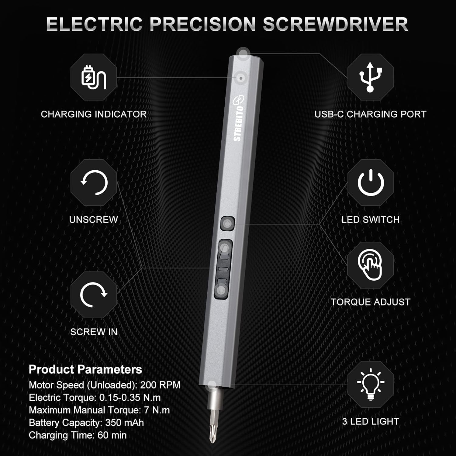 144-Piece Electric Precision Screwdriver Set, Cordless Rechargeable Power Screwdriver for PC, Laptop, Phone Repair