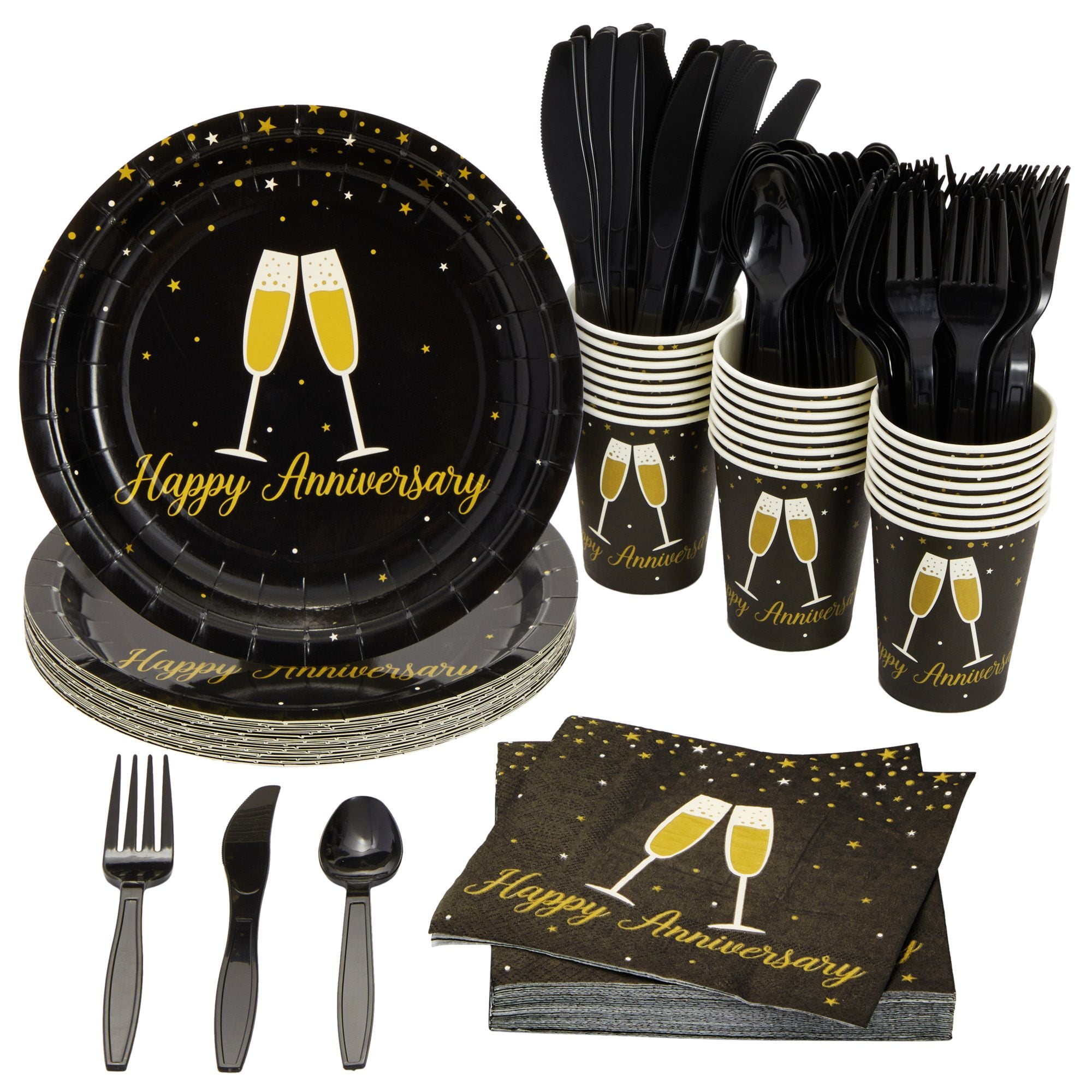 144Piece Happy Anniversary Party Decorations and Supplies, Includes