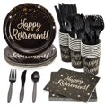 thumbnail image 1 of 144-Piece Happy Retirement Decorations and Party Supplies with Paper Plates, Napkins, Cups, and Cutlery, Disposable Dinnerware Set for Farewell Celebration, for Men and Women (Serves 24 Guests), 1 of 10