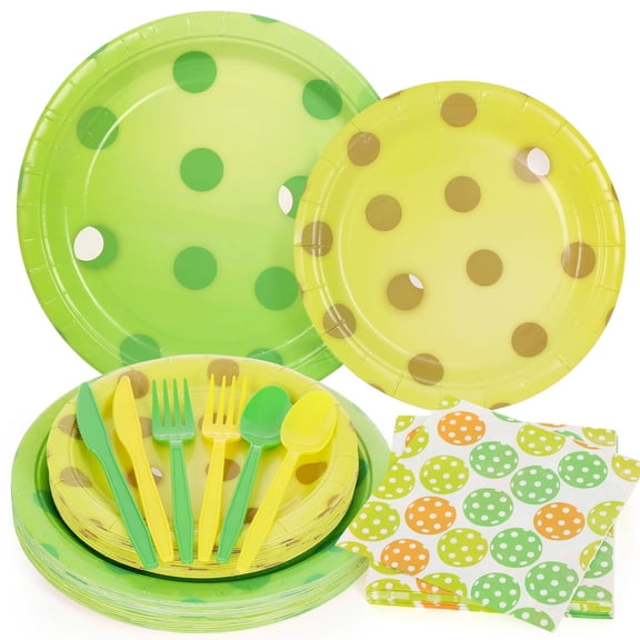 144-Piece Pickleball Party Supplies Set Paper Plates Napkins Forks 24 for Birthday Sports Event