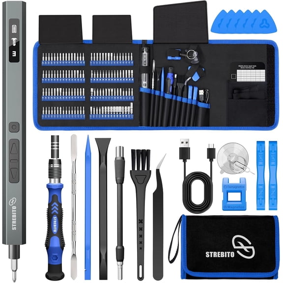144-Piece Upgraded Electric Screwdriver, Max 0.7 N.m, 120 Magnetic Bits, 5-gear Torque Adjustment, Precision Screwdriver Set, Repair Tool Kit for Tech, Electronics and PC