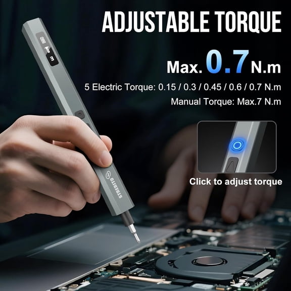 144-Piece Upgraded Electric Screwdriver, Max 0.7 N.m, 120 Magnetic Bits, 5-gear Torque Adjustment, Precision Screwdriver Set, Repair Tool Kit for Tech, Electronics and PC