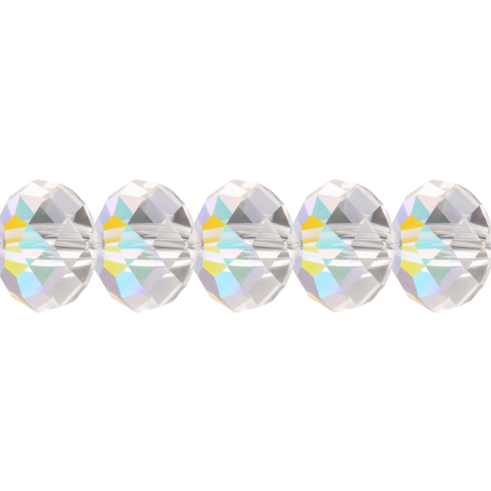 144 Pieces (8mm) Crystal AB | Preciosa Glass Bellatrix Faceted Rondelle Beads