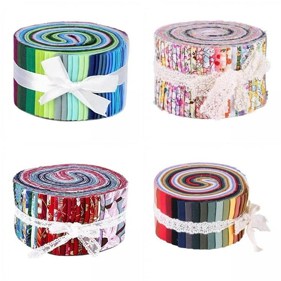 144 Pieces Colorful Roll Up Fabric Strips Bundle 2.5 Inch Sewing Floral Printed Craft Fabric for Patchwork with Different Patterns