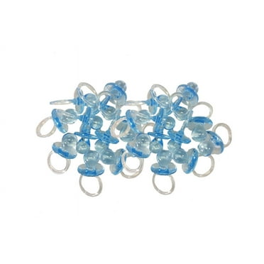 144 Pieces of 0.75" Inch Clear Blue Plastic Baby Pacifier for Party Favors, Decorations, or Necklaces
