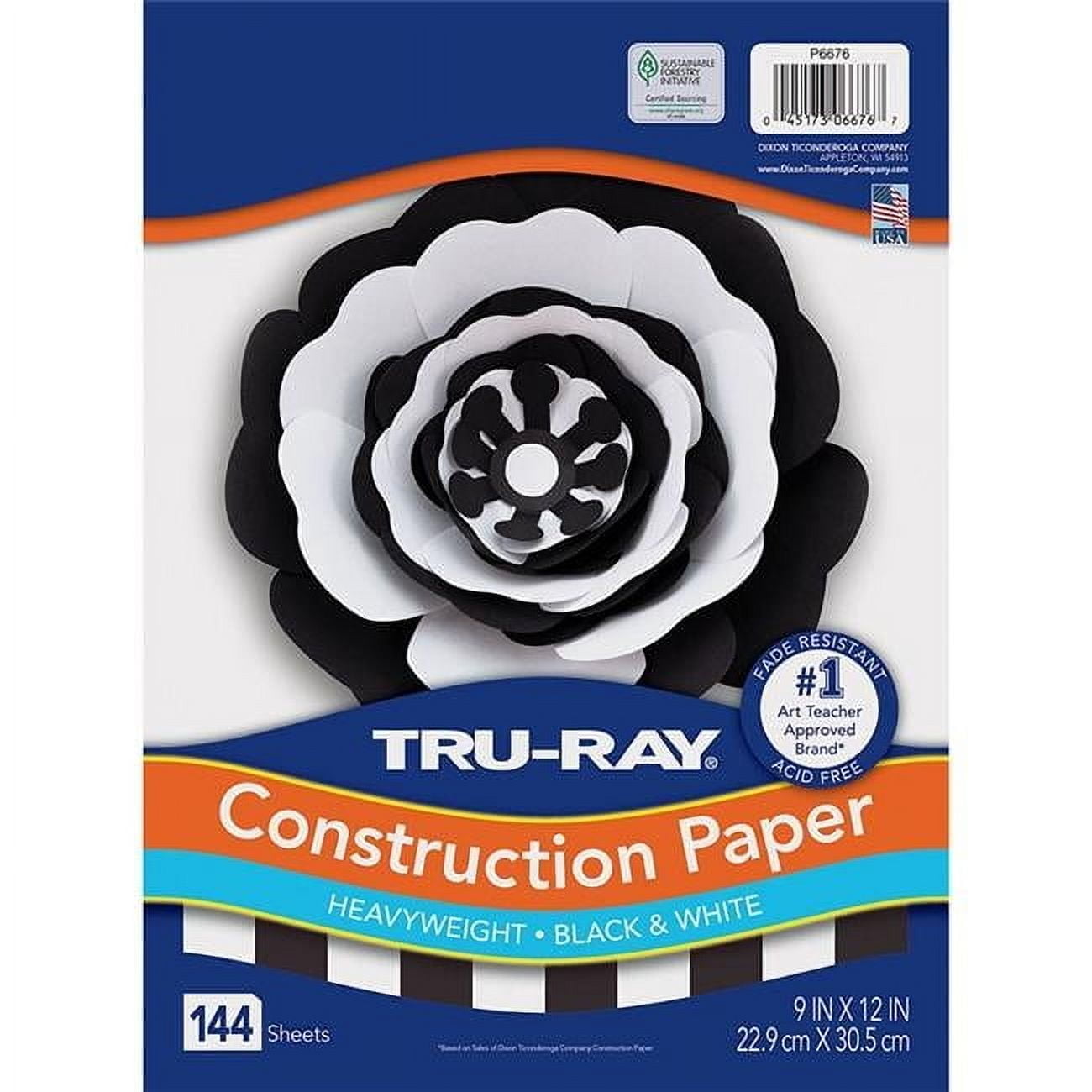 144 Sheet Construction Paper, Black & White - Pack of 3