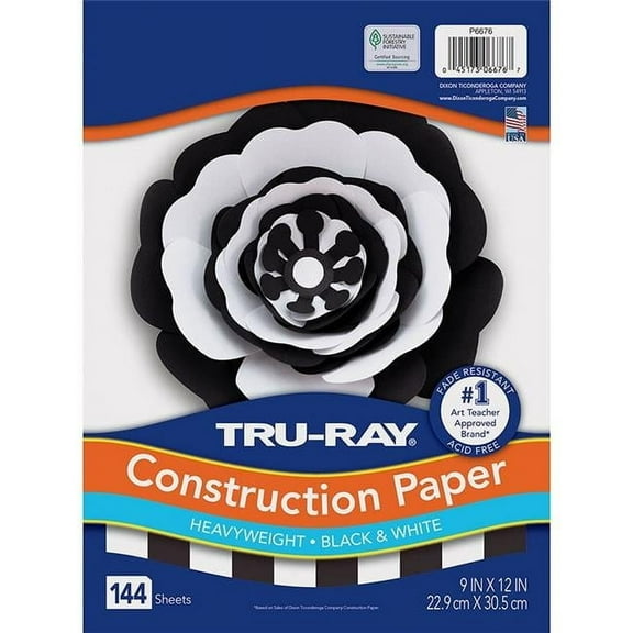 144 Sheet Construction Paper, Black & White