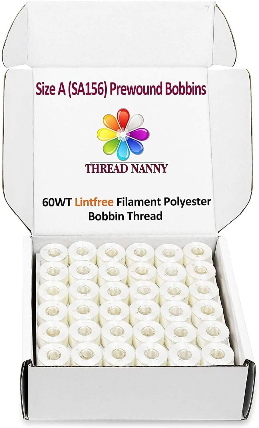 144 White PreWound Bobbin Size A Sa156 Plastic Sided For Brother