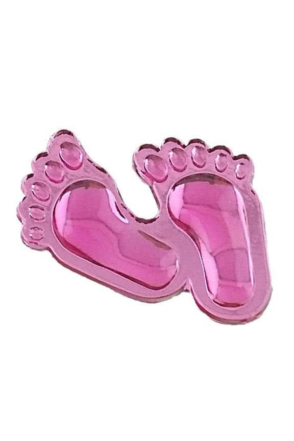 144 baby feet capias embellishment Footprint Acrylic Charm - Fuchsia hot pink