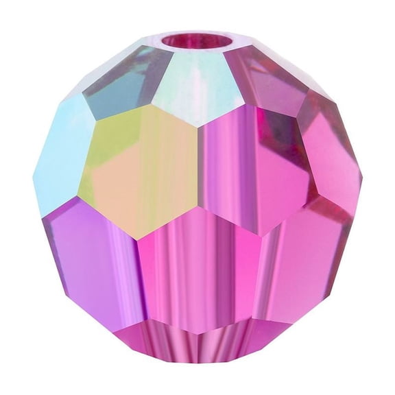144 pc Preciosa Beads Czech 451 19 602 Round 70350 200 Fuchsia AB 6mm Hole: 1.2mm