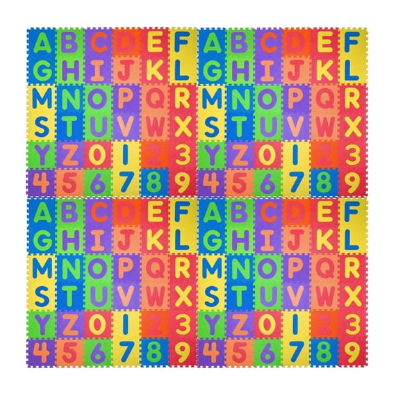 144 pcs EVA Foam Alphabet Floor Mat - Large 56.4in Interlocking ABC & Numbers 0 To 9 Puzzle Mat- Floor Puzzle with Removable Shapes for Toddlers