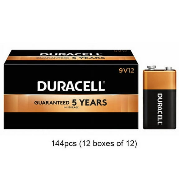 144 x 9 Volt Duracell Coppertop Alkaline Batteries (MN1604)