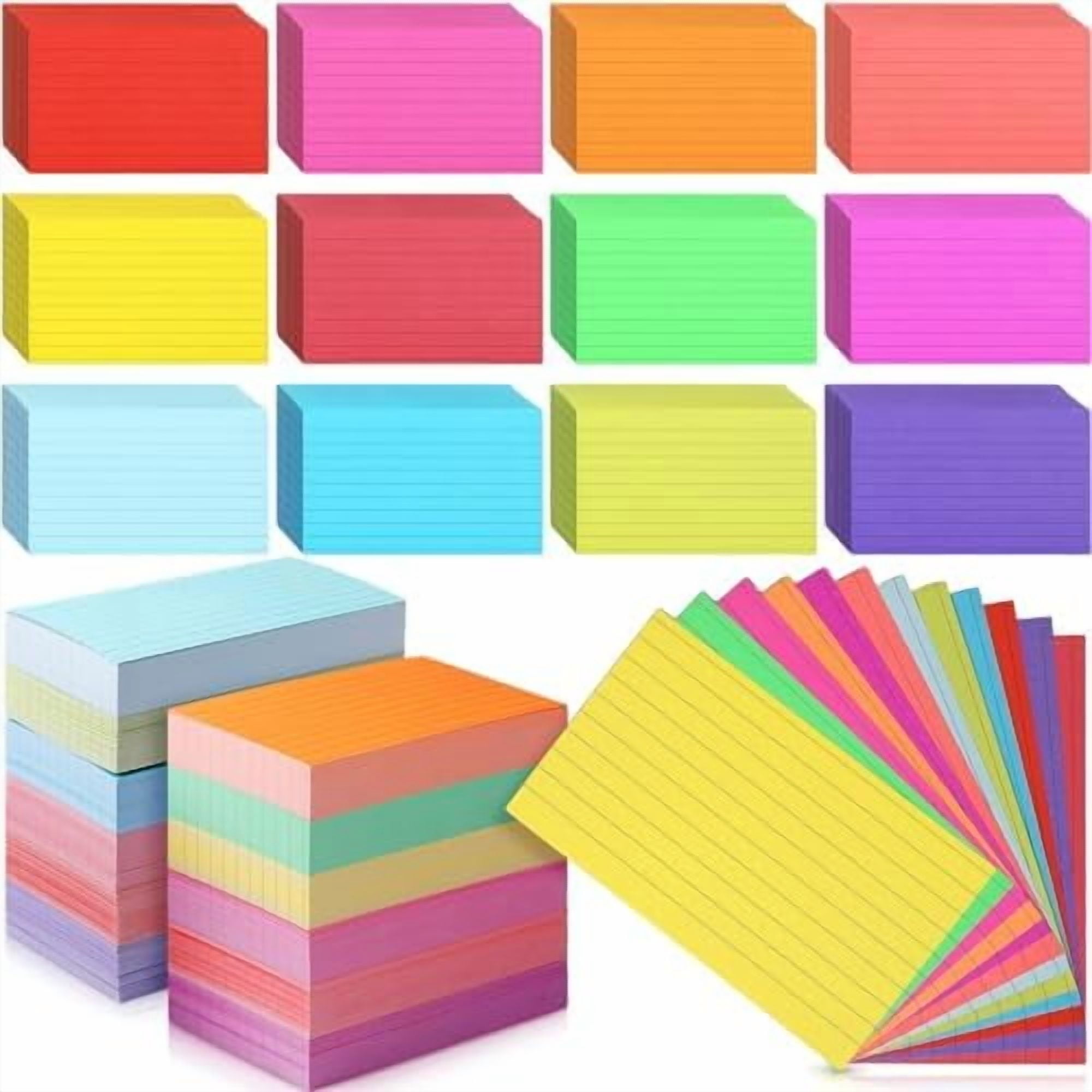 1440 Pcs Colored Index Cards 3 x 5 Inch Flash Cards for Studying Lined ...