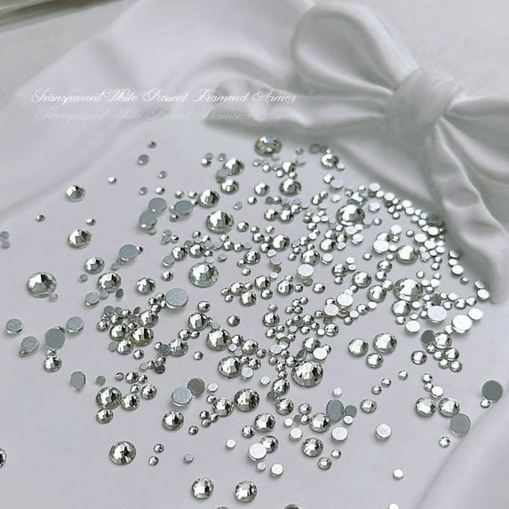 1440 Pieces Clear Flat Back Rhinestones Mixed Sizes for Nail Art Clothing Crafts Decoration