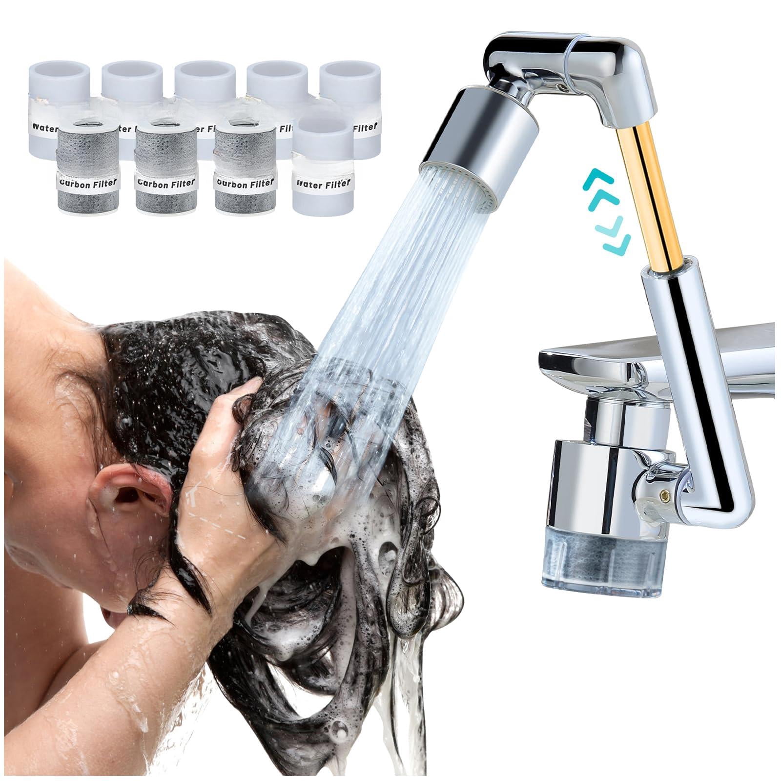 1440ºsink-water-filter Faucet-extender 3.0 Telescopic - Carbon Purifier Reduce 99% Chlorine  Test Bathroom Kitchen Aerator Swivel Long Arm Extension For Hard Water Softener